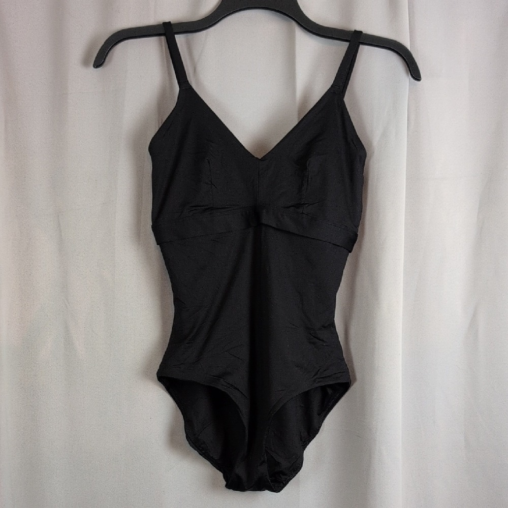 Spanx Black V Neck Adjustable Strap One Piece Swimsuit Tummy‎ Control